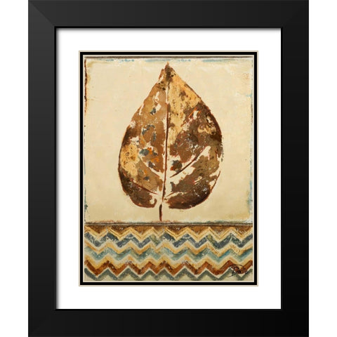 Chevron Leaf I Black Modern Wood Framed Art Print with Double Matting by Pinto, Patricia