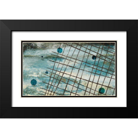 Return to the Blue Abstract II Black Modern Wood Framed Art Print with Double Matting by Marcon, Michael
