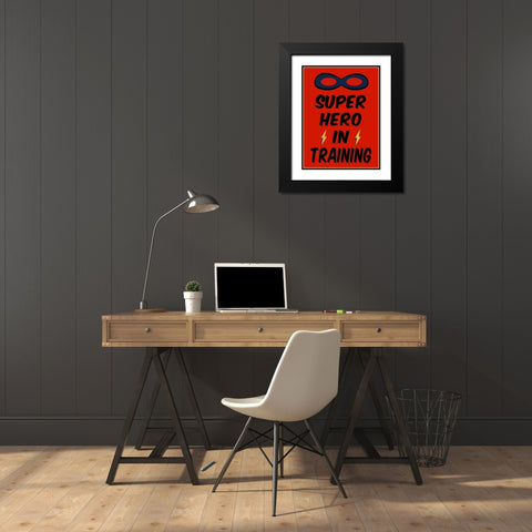 Super Hero in Training Black Modern Wood Framed Art Print with Double Matting by SD Graphics Studio