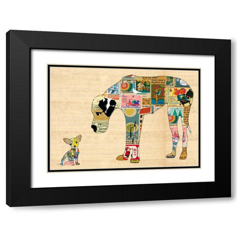 Big dog little dog Black Modern Wood Framed Art Print with Double Matting by Schoen, Claudia
