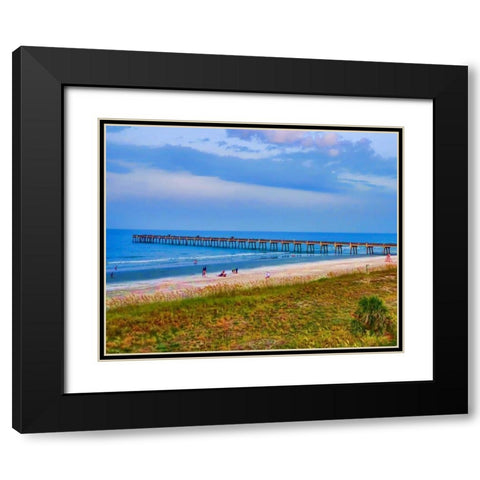 Long pier Black Modern Wood Framed Art Print with Double Matting by Minton, Flo