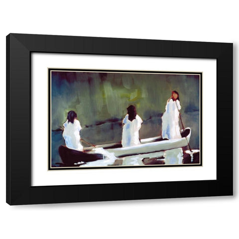 Tres Mujeres Black Modern Wood Framed Art Print with Double Matting by Hoffman, Kate