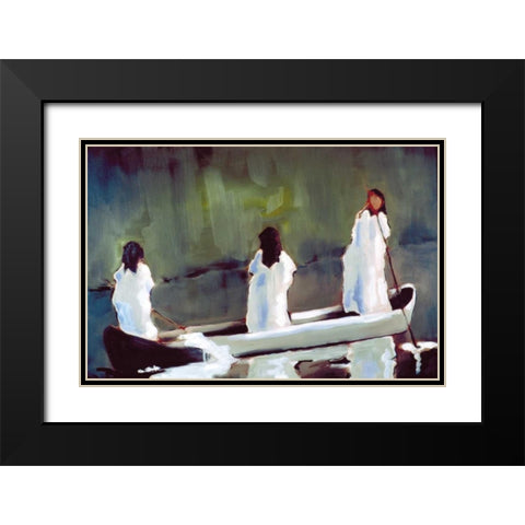 Tres Mujeres Black Modern Wood Framed Art Print with Double Matting by Hoffman, Kate