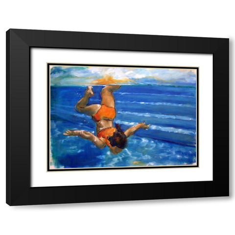 Watergirl Black Modern Wood Framed Art Print with Double Matting by Hoffman, Kate