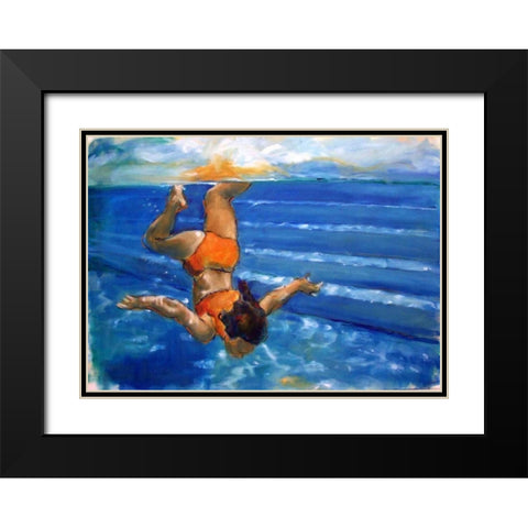 Watergirl Black Modern Wood Framed Art Print with Double Matting by Hoffman, Kate