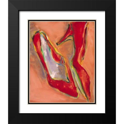 Red Shoes Black Modern Wood Framed Art Print with Double Matting by Hoffman, Kate