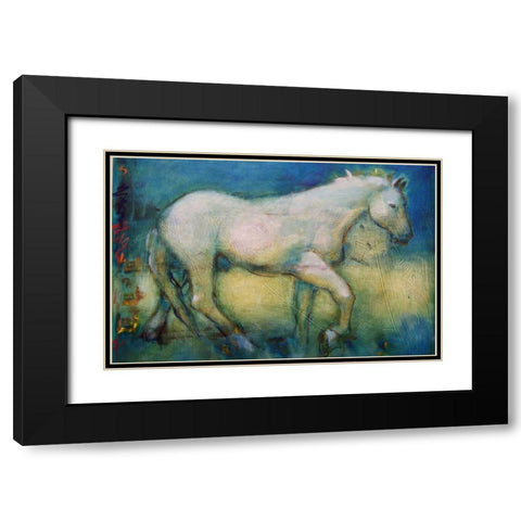 White Horse 1 Black Modern Wood Framed Art Print with Double Matting by Hoffman, Kate