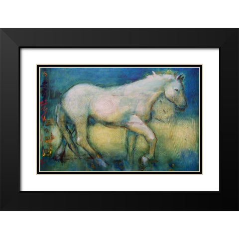 White Horse 1 Black Modern Wood Framed Art Print with Double Matting by Hoffman, Kate