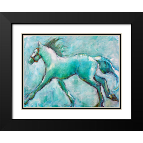 Running Horse Black Modern Wood Framed Art Print with Double Matting by Hoffman, Kate