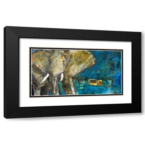 Elephant 2 Black Modern Wood Framed Art Print with Double Matting by Hoffman, Kate