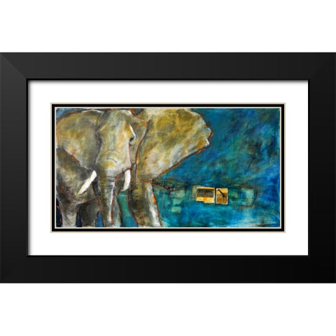 Elephant 2 Black Modern Wood Framed Art Print with Double Matting by Hoffman, Kate