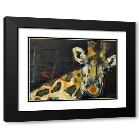 Giraffe Black Modern Wood Framed Art Print with Double Matting by Hoffman, Kate