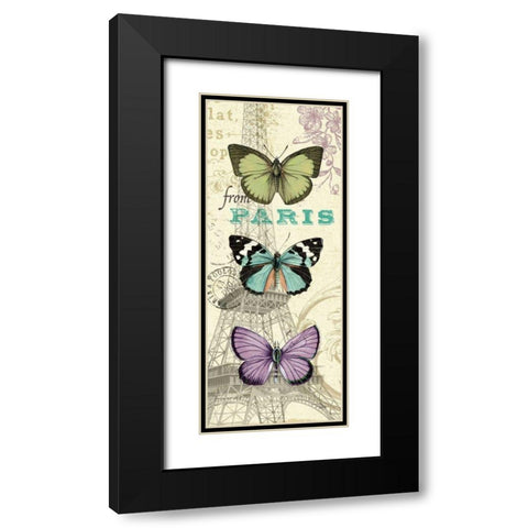 Air Mail Butterfly Panel I Black Modern Wood Framed Art Print with Double Matting by Pelletier, Alain