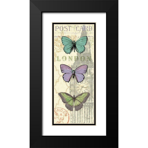 Air Mail Buttefly Panel II Black Modern Wood Framed Art Print with Double Matting by Pelletier, Alain