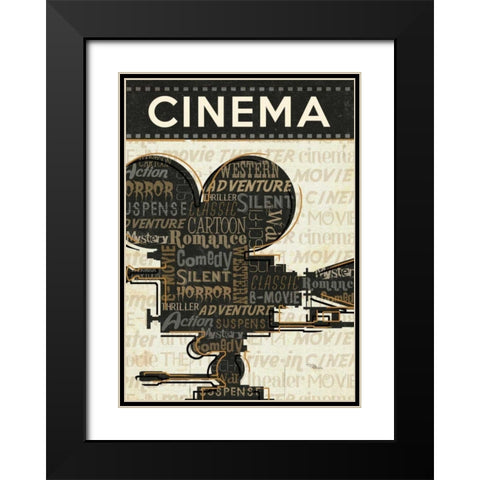 Cinema I Black Modern Wood Framed Art Print with Double Matting by Pela Studio
