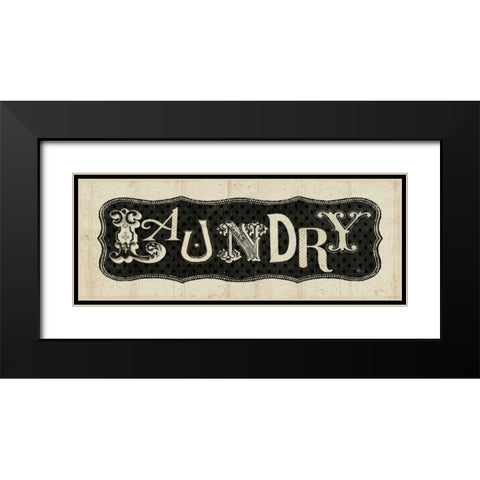 Room Signs I - Laundry Black Modern Wood Framed Art Print with Double Matting by Pela Studio