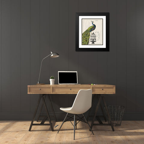 Peacock Birdcage I Black Modern Wood Framed Art Print with Double Matting by Schlabach, Sue