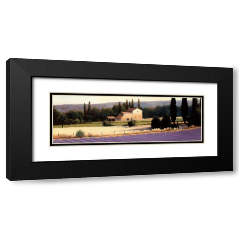 Lavender Fields Panel II Crop Black Modern Wood Framed Art Print with Double Matting by Wiens, James