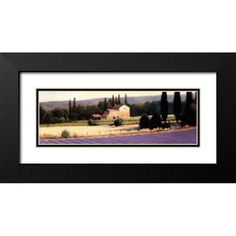 Lavender Fields Panel II Crop Black Modern Wood Framed Art Print with Double Matting by Wiens, James