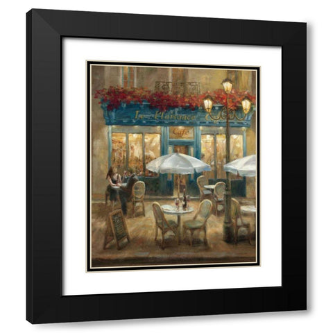 Paris Cafe I Crop Black Modern Wood Framed Art Print with Double Matting by Nai, Danhui