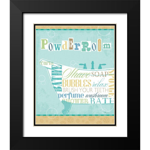 Bathroom Words Tub I Black Modern Wood Framed Art Print with Double Matting by Pela Studio