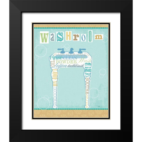 Bathroom Words Sink II Black Modern Wood Framed Art Print with Double Matting by Pela Studio