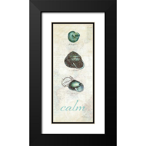 Touch of Blue Shells II Black Modern Wood Framed Art Print with Double Matting by Pertiet, Katie
