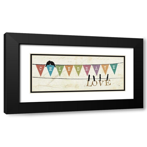 Happy Words I Black Modern Wood Framed Art Print with Double Matting by Pela