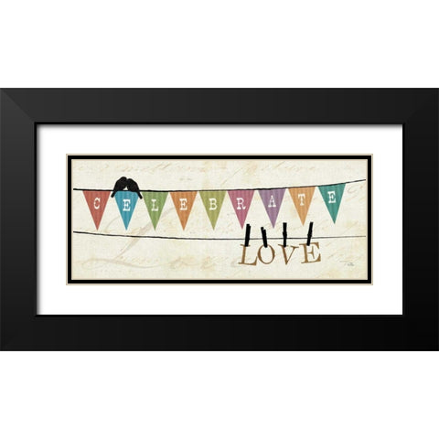 Happy Words I Black Modern Wood Framed Art Print with Double Matting by Pela