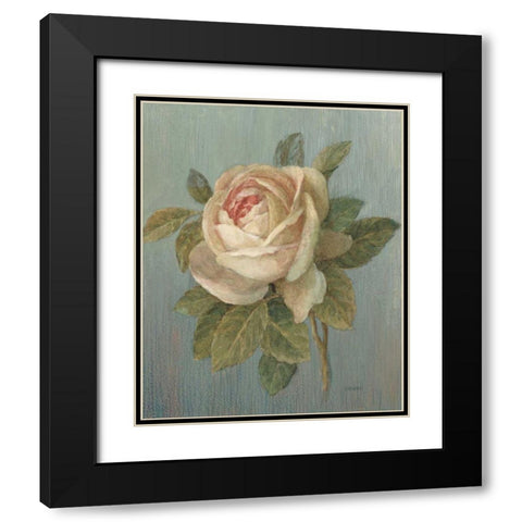 June Rose Green Black Modern Wood Framed Art Print with Double Matting by Nai, Danhui