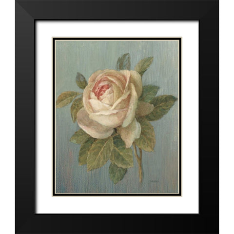 June Rose Green Black Modern Wood Framed Art Print with Double Matting by Nai, Danhui