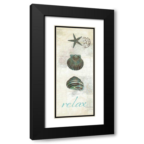 Touch of Blue Shells I Black Modern Wood Framed Art Print with Double Matting by Pertiet, Katie