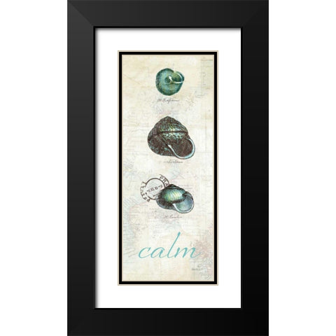 Touch of Blue Shells II Black Modern Wood Framed Art Print with Double Matting by Pertiet, Katie