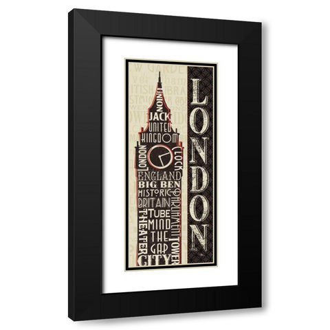 City Words II Black Modern Wood Framed Art Print with Double Matting by Pela Studio