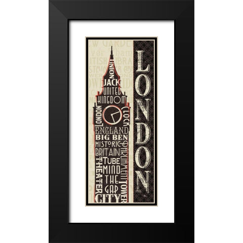 City Words II Black Modern Wood Framed Art Print with Double Matting by Pela Studio