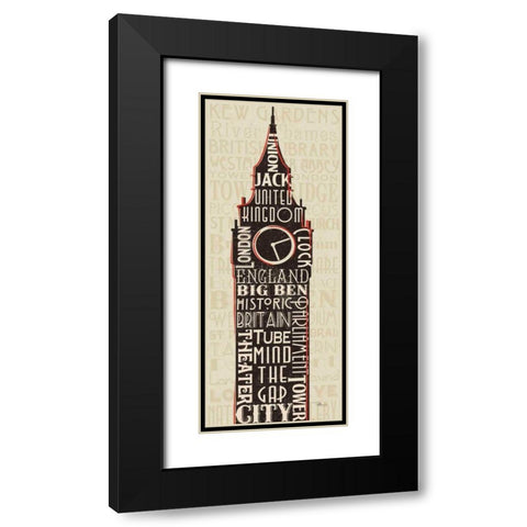 London City Words II Black Modern Wood Framed Art Print with Double Matting by Pela Studio