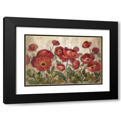 Daydreaming Flowers Red Black Modern Wood Framed Art Print with Double Matting by Vassileva, Silvia