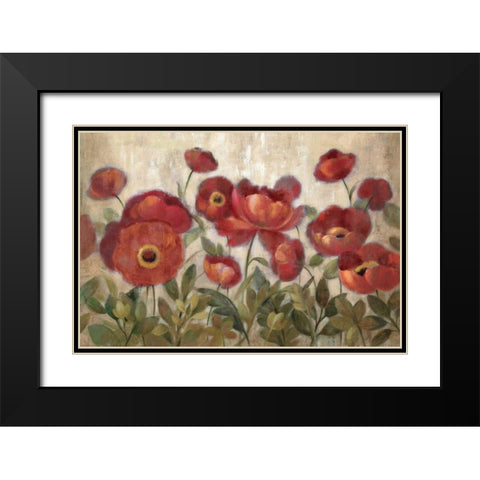 Daydreaming Flowers Red Black Modern Wood Framed Art Print with Double Matting by Vassileva, Silvia