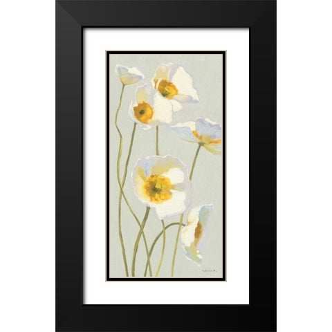 White on White Poppies Panel I Black Modern Wood Framed Art Print with Double Matting by Novak, Shirley