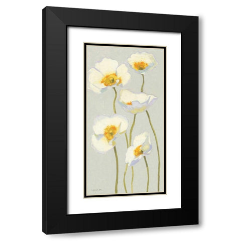 White on White Poppies Panel II Black Modern Wood Framed Art Print with Double Matting by Novak, Shirley