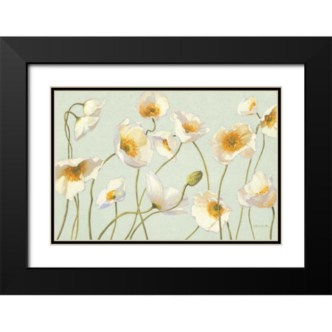 White and Bright Poppies Black Modern Wood Framed Art Print with Double Matting by Novak, Shirley