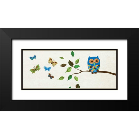 Good Morning Owl Black Modern Wood Framed Art Print with Double Matting by Wild Apple Portfolio