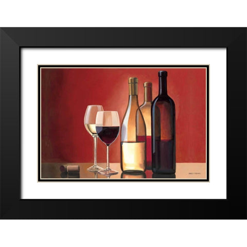 Wine Trio Black Modern Wood Framed Art Print with Double Matting by Fabiano, Marco
