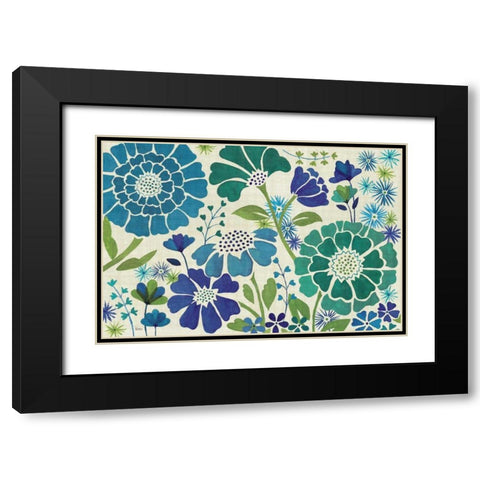 Blue Garden Black Modern Wood Framed Art Print with Double Matting by Charron, Veronique