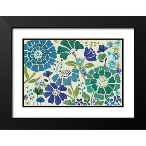 Blue Garden Black Modern Wood Framed Art Print with Double Matting by Charron, Veronique