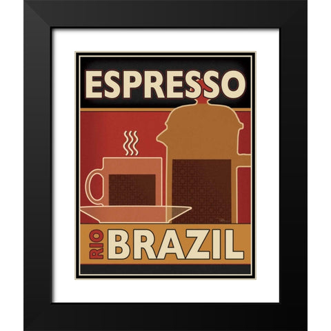 Deco Coffee I Black Modern Wood Framed Art Print with Double Matting by Pela Studio