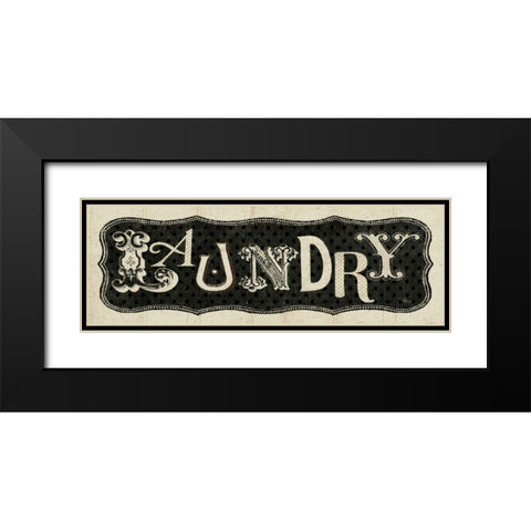 Room Signs I - Laundry Black Modern Wood Framed Art Print with Double Matting by Pela Studio