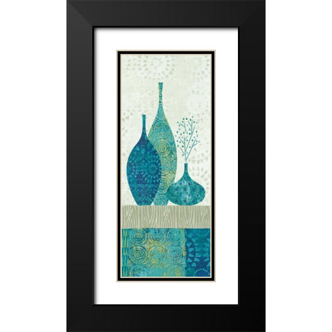 Blue Spice Stripe Panel II Black Modern Wood Framed Art Print with Double Matting by Wild Apple Portfolio