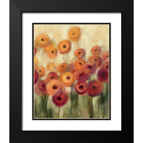 Ranunculi Field III Black Modern Wood Framed Art Print with Double Matting by Vassileva, Silvia