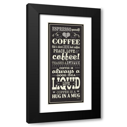 Coffee Lovers II Black Modern Wood Framed Art Print with Double Matting by Pela Studio